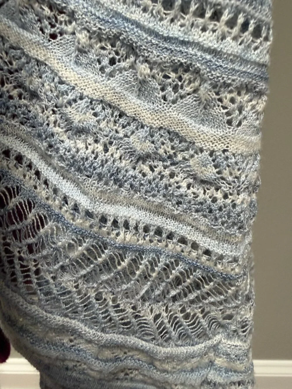 Knitted & Knotted Cotton Crochet Lightweight Wrap Sweater Size M